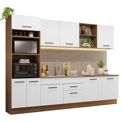 Armário De Cozinha Completa 310cm Rustic/branco Agata Madesa 02 Rustic/branco