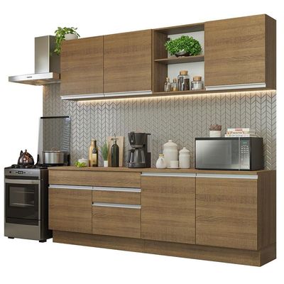 Armário De Cozinha Completa 240cm Rustic Glamy Madesa 06 Rustic