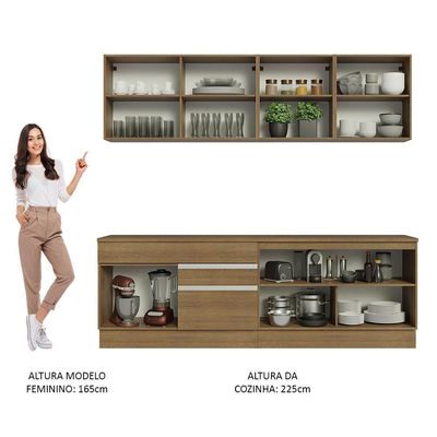 Armário De Cozinha Completa 240cm Rustic Glamy Madesa 06 Rustic