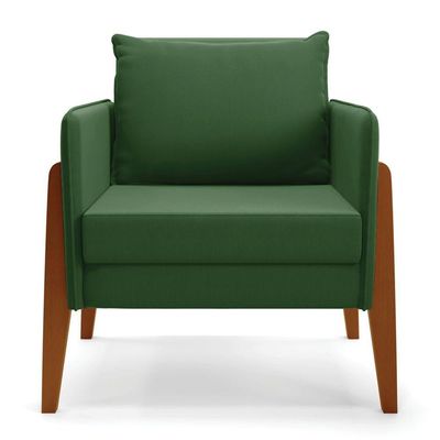 Kit 1 Sofá Namoradeira E 2 Poltronas Lana Suede Base De Madeira - D'rossi Cor Verde