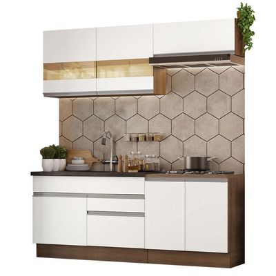 Armário De Cozinha Completa 200cm Rustic/branco Glamy Madesa 07 Rustic/branco