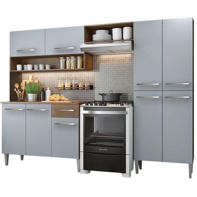 Cozinha Completa Madesa Emilly Pop Com Armário E Balcão - Rustic/cinza Rustic/cinza