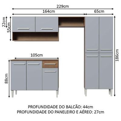 Cozinha Completa Madesa Emilly Pop Com Armário E Balcão - Rustic/cinza Rustic/cinza