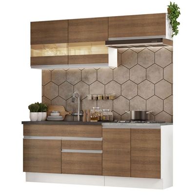 Armário De Cozinha Completa 200cm Branco/rustic Glamy Madesa 07 Branco/rustic