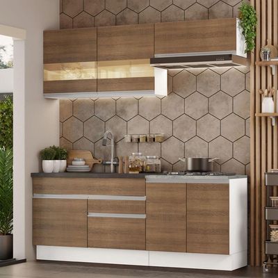 Armário De Cozinha Completa 200cm Branco/rustic Glamy Madesa 07 Branco/rustic