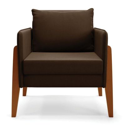Kit 1 Sofá Namoradeira E 2 Poltronas Lana Suede Base De Madeira - D'rossi Cor Marrom