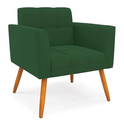 Kit 1 Sofá Namoradeira E 2 Poltronas Elisa Veludo Pés Palito Castanho - D'rossi Cor Verde