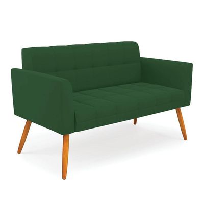 Kit 1 Sofá Namoradeira E 2 Poltronas Elisa Veludo Pés Palito Castanho - D'rossi Cor Verde