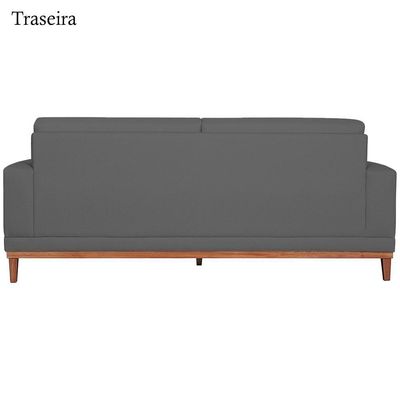 Sofa 3 Lugares 200 Cm Crons Suede Cinza Vazzano Cinza