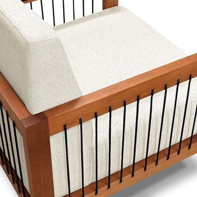 Kit 2 Poltronas Decorativa Marilia Linho Natural Base Em Madeira Castanho - Pallazio