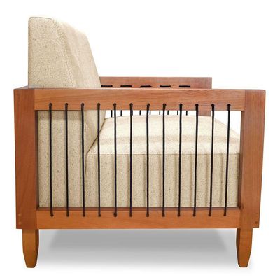 Kit 2 Poltronas Decorativa Marilia Linho Dourado Base Em Madeira Castanho - Pallazio