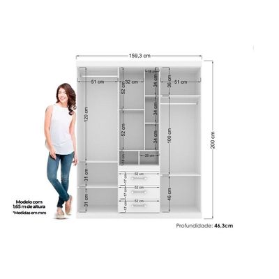 Guarda Roupa Solteiro 5 Portas E 3 Gavetas Havana Star 5.3 Atacama - Santos Andirá