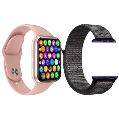 Kit Smartwatch Iwo8 Lite Plus Rosa+Pulseira Azul Marinho
