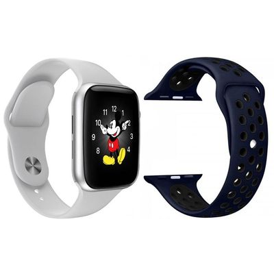 Kit Smartwatch Ld5 Branco Android Ios+Pulseira Azul E Preto