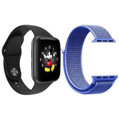 Kit 1 Smartwatch Ld5 Preto Android Ios+Pulseira Nylon Azul