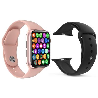 Kit 1 Smartwatch Iwo9 Lite Rosa Android Ios+Pulseira Preto