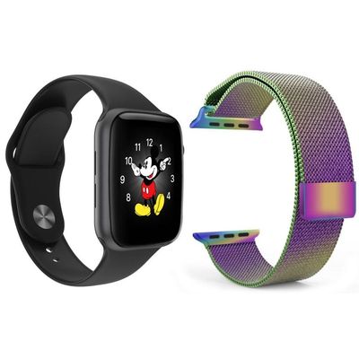 Kit 1 Smartwatch Ld5 Preto Android Ios+Pulseira Arco íris