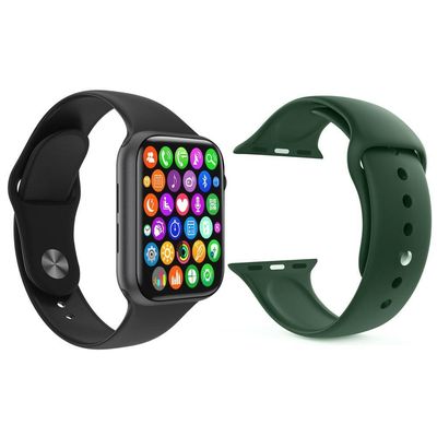 Kit Smartwatch Iwo9 Lite Preto +Pulseira Verde Escuro
