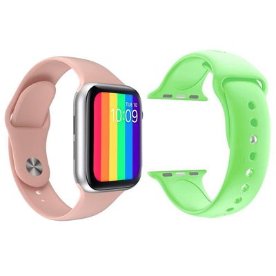 Kit Smartwatch Iwo12 Lite Rosa +Pulseira Verde Claro