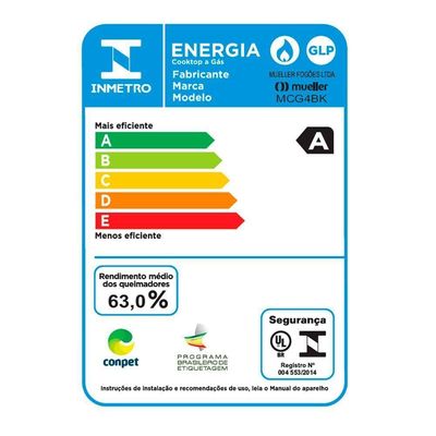 Cooktop Mueller 4 Bocas De Alumínio Com Queimador Ultra Chama Mcg4bk