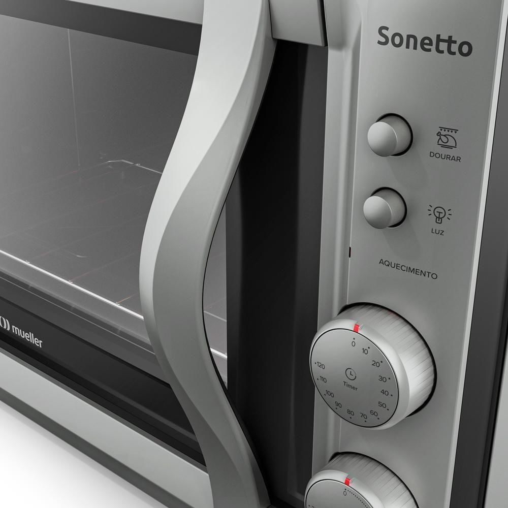 Forno Elétrico De Bancada Mueller Sonetto Titânio 44 Litros Titânio 127v