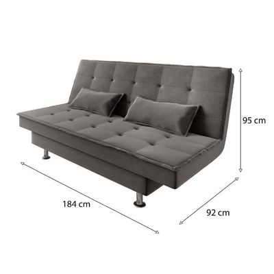 Sofá Cama 3 Lugares 1,84m Andradas Veludo Suede Cinza Mamflex Cinza