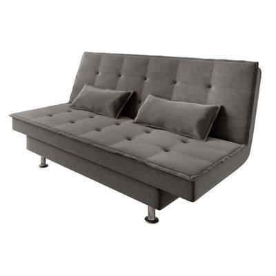Sofá Cama 3 Lugares 1,84m Andradas Veludo Suede Cinza Mamflex Cinza