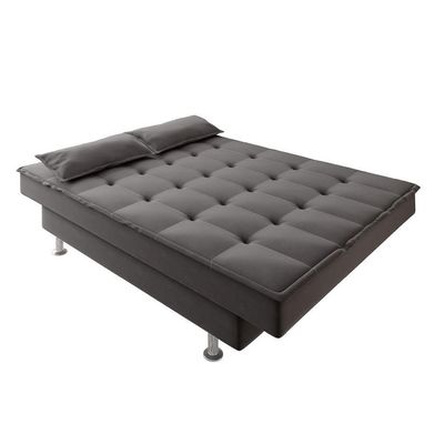 Sofá Cama 3 Lugares 1,84m Andradas Veludo Suede Cinza Mamflex Cinza