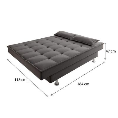 Sofá Cama 3 Lugares 1,84m Andradas Veludo Suede Cinza Mamflex Cinza