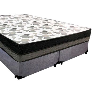 Cama Box Casal Suede Bipartido + Colchão Ortobom Iso Dupla Face 60x138x188 Cor:cinza