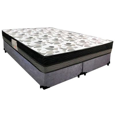 Cama Box Casal Suede Bipartido + Colchão Ortobom Iso Dupla Face 60x138x188 Cor:cinza