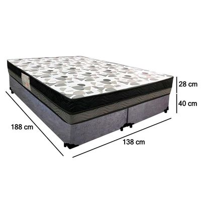 Cama Box Casal Suede Bipartido + Colchão Ortobom Iso Dupla Face 60x138x188 Cor:cinza