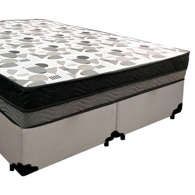 Cama Box Casal Sintético Bipartido + Colchão Ortobom Iso Dupla Face 60x138x188 Cor:branco