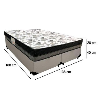 Cama Box Casal Sintético Bipartido + Colchão Ortobom Iso Dupla Face 60x138x188 Cor:branco