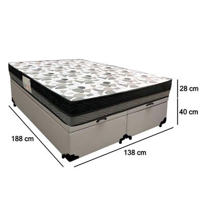 Cama Box Baú Casal Sintético Bipartido + Colchão Ortobom Iso Dupla Face 60x138x188 Cor:branco