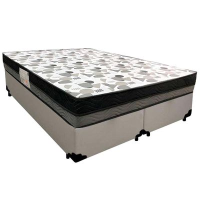 Cama Box Casal Sintético Bipartido + Colchão Ortobom Iso Dupla Face 60x138x188 Cor:branco