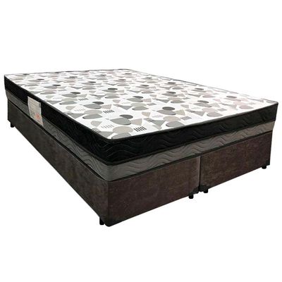 Cama Box Casal Suede Bipartido + Colchão Ortobom Iso Dupla Face 60x138x188 Cor:marrom