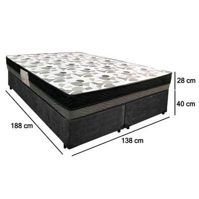 Cama Box Casal Suede Bipartido + Colchão Ortobom Iso Dupla Face 60x138x188 Cor:preto