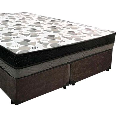 Cama Box Casal Suede Bipartido + Colchão Ortobom Iso Dupla Face 60x138x188 Cor:marrom