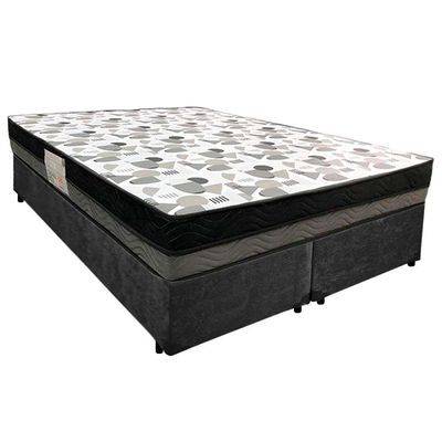 Cama Box Casal Suede Bipartido + Colchão Ortobom Iso Dupla Face 60x138x188 Cor:preto