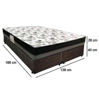 Cama Box Casal Suede Bipartido + Colchão Ortobom Iso Dupla Face 60x138x188 Cor:marrom