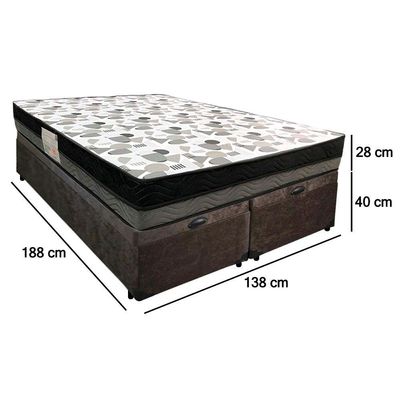 Cama Box Baú Casal Suede Bipartido + Colchão Ortobom Iso Dupla Face 60x138x188 Cor:marrom