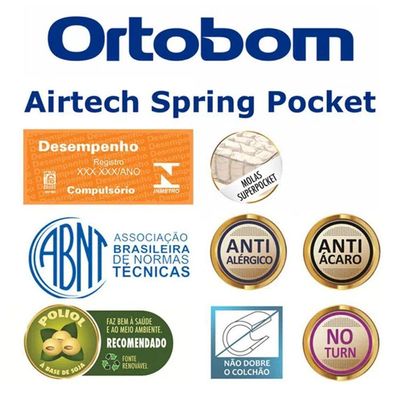Cama Box Casal Bipartido Sintético + Colchão Ortobom Airtech Molas Ensacadas 65x138x188 Branco