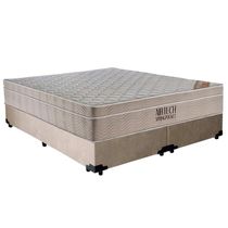 Cama Box Casal Suede Bipartido + Colchão Ortobom Airtech Molas Ensacadas 65x138x188 Cor:bege