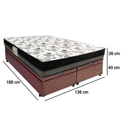 Cama Box Baú Casal Sintético Bipartido + Colchão Ortobom Iso Dupla Face 60x138x188 Cor:marrom