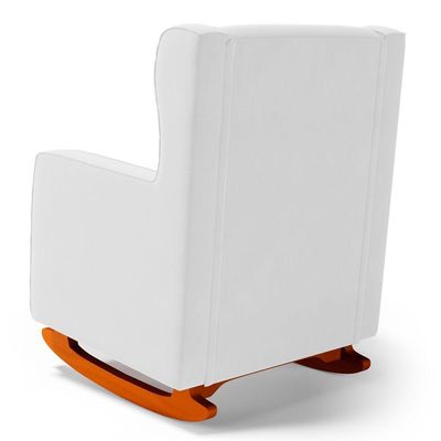 Poltrona De Amamentação E Descanso Zoe Com Base Balanço E Puff Sintético Branco - Desk Design
