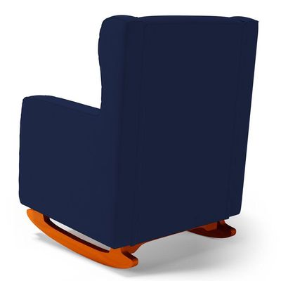 Poltrona De Amamentação E Descanso Zoe Com Base Balanço E Puff Veludo Azul Marinho - Desk Design