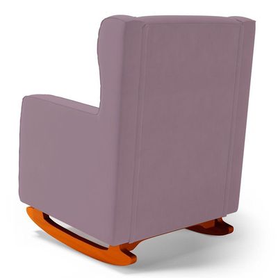 Poltrona De Amamentação E Descanso Zoe Com Base Balanço E Puff Veludo Rosê - Desk Design