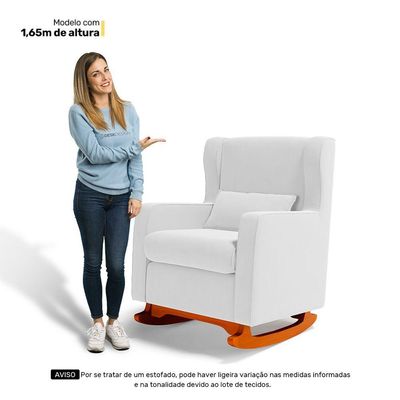 Poltrona De Amamentação E Descanso Zoe Com Base Balanço E Puff Sintético Branco - Desk Design