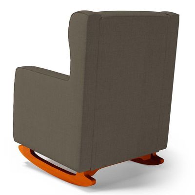 Poltrona De Amamentação E Descanso Zoe Com Base Balanço E Puff Linho Cacau - Desk Design